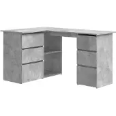 The Living Store Eckschreibtisch Betongrau 145x100x76 cm Holzwerkstoff
