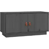 The Living Store TV-Schrank Grau 80x34x40 cm Massivholz Kiefer