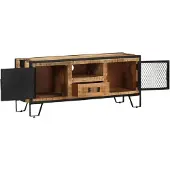 The Living Store TV-Schrank 110x31x46 cm Raues Mangoholz