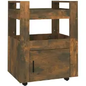 The Living Store Küchenwagen Räuchereiche 60x45x80 cm Holzwerkstoff