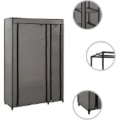 The Living Store Faltschrank Grau 110x45x175 cm Stoff