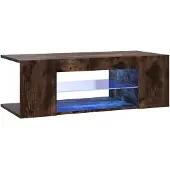 The Living Store TV-Schrank mit LED-Leuchten Räuchereiche 90x39x30 cm