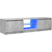 The Living Store TV-Schrank mit LED-Leuchten Betongrau 140x40x35,5 cm