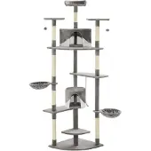 The Living Store Katzen-Kratzbaum mit Sisal-Kratzsäulen 203 cm Grau und Weiß
