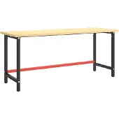 The Living Store Werkbankgestell Mattschwarz und Mattrot 180x57x79 cm Metall