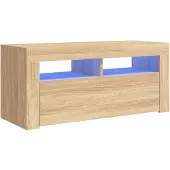 The Living Store TV-Schrank mit LED-Leuchten Sonoma-Eiche 90x35x40 cm