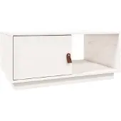 The Living Store Couchtisch Weiß 80x50x35,5 cm Massivholz Kiefer