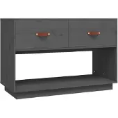 The Living Store TV-Schrank Grau 90x40x60 cm Massivholz Kiefer