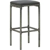 The Living Store Barhocker mit Kissen 6 Stk. Grau Poly Rattan