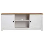 The Living Store TV-Schrank Weiß 120x40x50 cm Massivholz Panama-Kiefer