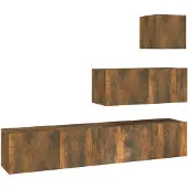 The Living Store 4-tlg. TV-Schrank-Set Räuchereiche Holzwerkstoff