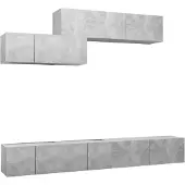 The Living Store 6-tlg. TV-Schrank-Set Betongrau Holzwerkstoff