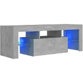 The Living Store TV-Schrank mit LED-Beleuchtung Betongrau 120x35x40 cm