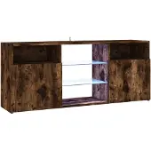 The Living Store TV-Schrank mit LED-Leuchten Räuchereiche 120x30x50 cm