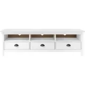 The Living Store TV-Schrank Hill Weiß 158x40x47 cm Massivholz Kiefer
