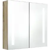 The Living Store LED-Bad-Spiegelschrank Eichenoptik 62x14x60 cm