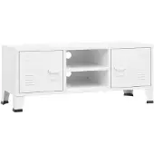 The Living Store TV-Schrank Industrie-Stil Weiß 105x35x42 cm Metall