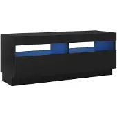 The Living Store TV-Schrank mit LED-Leuchten Schwarz 100x35x40 cm
