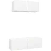 The Living Store 2-tlg. TV-Schrank-Set Weiß Holzwerkstoff