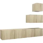 The Living Store 4-tlg. TV-Schrank-Set Sonoma-Eiche Holzwerkstoff