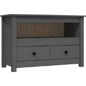 The Living Store TV-Schrank Grau 79x35x52 cm Massivholz Kiefer