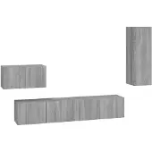 The Living Store 4-tlg. TV-Schrank-Set Grau Sonoma Holzwerkstoff