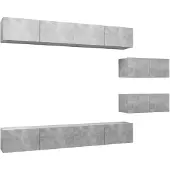 The Living Store 6-tlg. TV-Schrank-Set Betongrau Holzwerkstoff