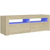 The Living Store TV-Schrank mit LED-Leuchten Sonoma-Eiche 120x35x40 cm