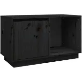 The Living Store TV-Schrank Schwarz 74x35x44 cm Massivholz Kiefer