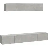 The Living Store 4-tlg. TV-Schrank-Set Betongrau Holzwerkstoff