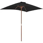 The Living Store Sonnenschirm mit Holzmast Schwarz 150x200 cm
