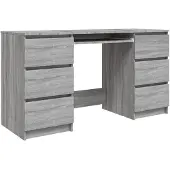 The Living Store Schreibtisch Grau Sonoma 140x50x77 cm Holzwerkstoff