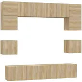 The Living Store 8-tlg. TV-Schrank-Set Sonoma-Eiche Holzwerkstoff