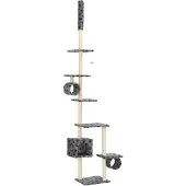 The Living Store Katzen-Kratzbaum mit Sisal-Kratzsäulen 260cm Grau Pfotenabdruck