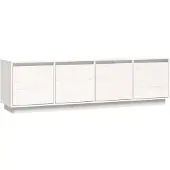 The Living Store TV-Schrank Weiß 156x37x45 cm Massivholz Kiefer