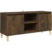 The Living Store TV-Schrank mit Massivholz-Beinen Räuchereiche 103,5x35x50 cm
