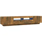 The Living Store 2-tlg. TV-Schrank-Set LED-Leuchten Räuchereiche Holzwerkstoff