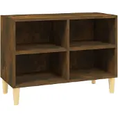 The Living Store TV-Schrank mit Massivholz-Beinen Räuchereiche 69,5x30x50 cm