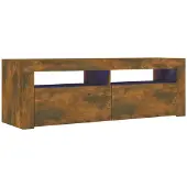 The Living Store TV-Schrank mit LED-Leuchten Räuchereiche 120x35x40 cm