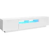 The Living Store TV-Schrank mit LED-Leuchten Weiß 180x35x40 cm