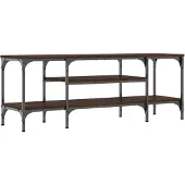 The Living Store TV-Schrank Braun Eichen-Optik 121x35x45cm Holzwerkstoff & Eisen