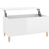 The Living Store Couchtisch Hochglanz-Weiß 90x44,5x45 cm Holzwerkstoff