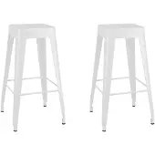 The Living Store Barhocker Stapelbar 2 Stk. Weiß Metall