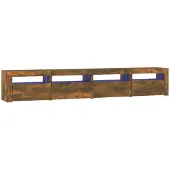 The Living Store TV-Schrank mit LED-Leuchten Räuchereiche 240x35x40 cm
