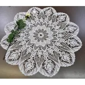 Stickereien Plauen Tischdecke "Rosentraum" Gr. 1, weiß (wollweiß), Ø:30cm, Polyester, Tischdecken, Tischdecke