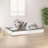 The Living Store Hundebett Weiß 101,5x74x9 cm Massivholz Kiefer