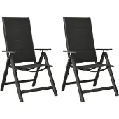 The Living Store Klappbare Gartenstühle 2 Stk. Textilene und Aluminium Schwarz