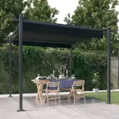 The Living Store Pavillon mit Ausziehbarem Dach 3x3 m Anthrazit