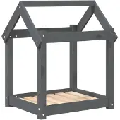 The Living Store Hundebett Grau 61x50x70 cm Massivholz Kiefer