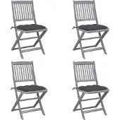 The Living Store Klappbare Gartenstühle 4 Stk. mit Kissen Massivholz Akazie